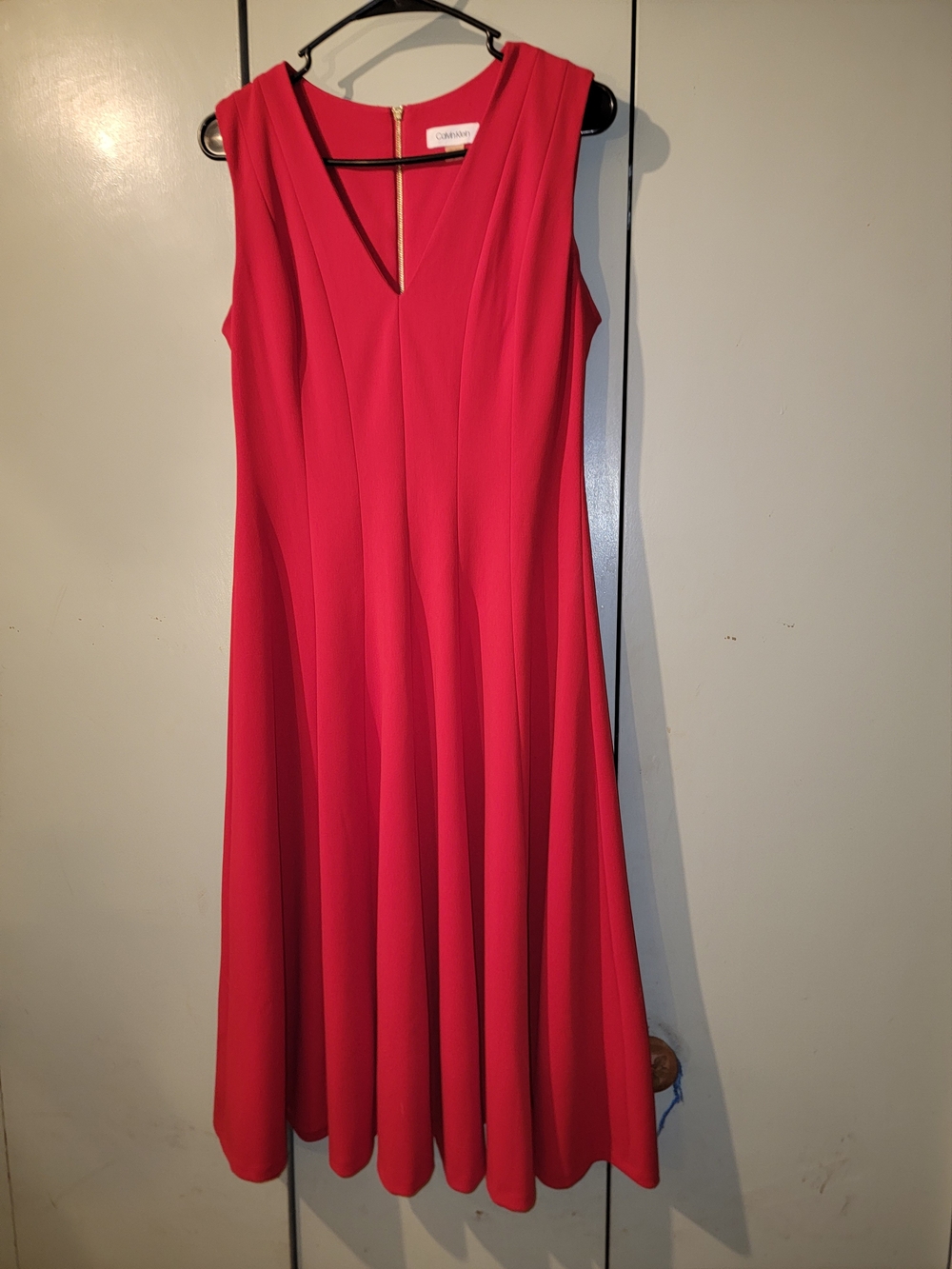Calvin Klein Red Sleeveless A-Line Dress